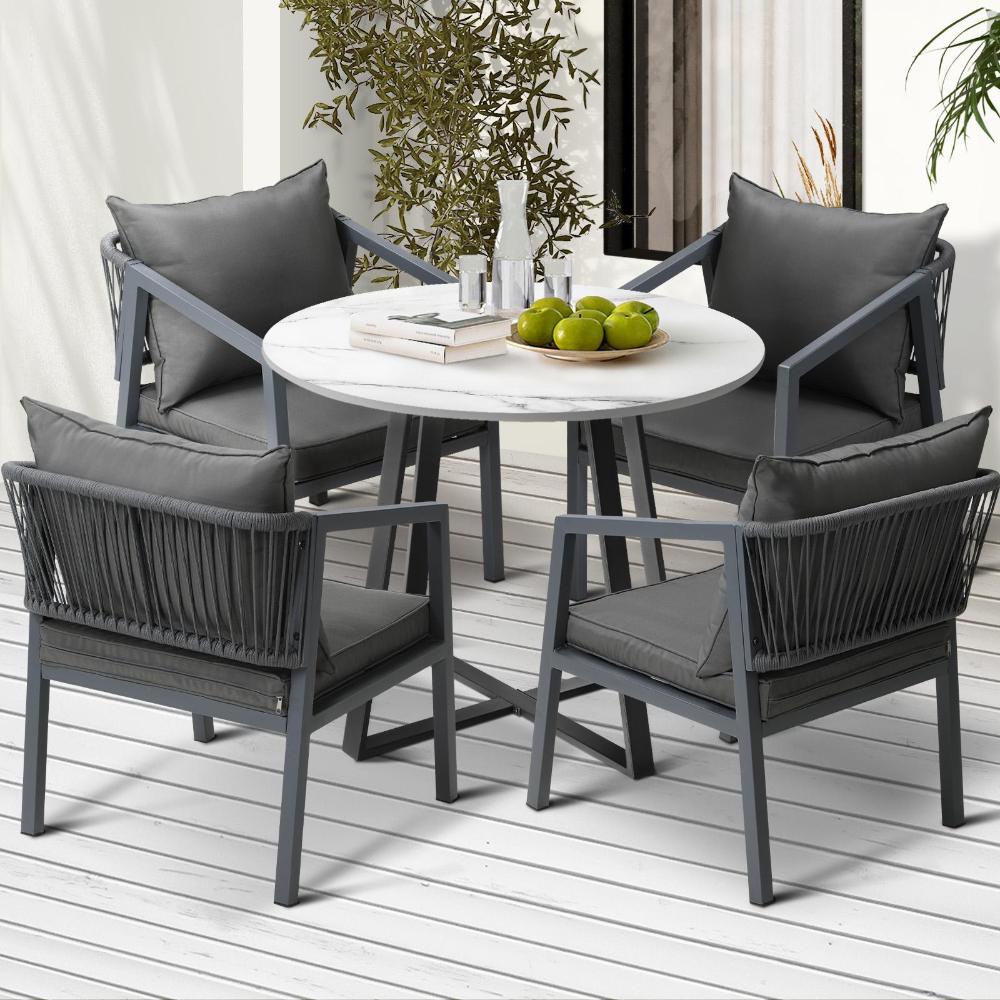Livsip 5PCS Outdoor Dining Set Table&amp;Lounge Chair-Outdoor Dining Sets-PEROZ Accessories