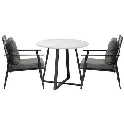 Livsip Outdoor Dining Set 2 Seater Marble Table Rattan Armchair-Outdoor Dining Set-PEROZ Accessories