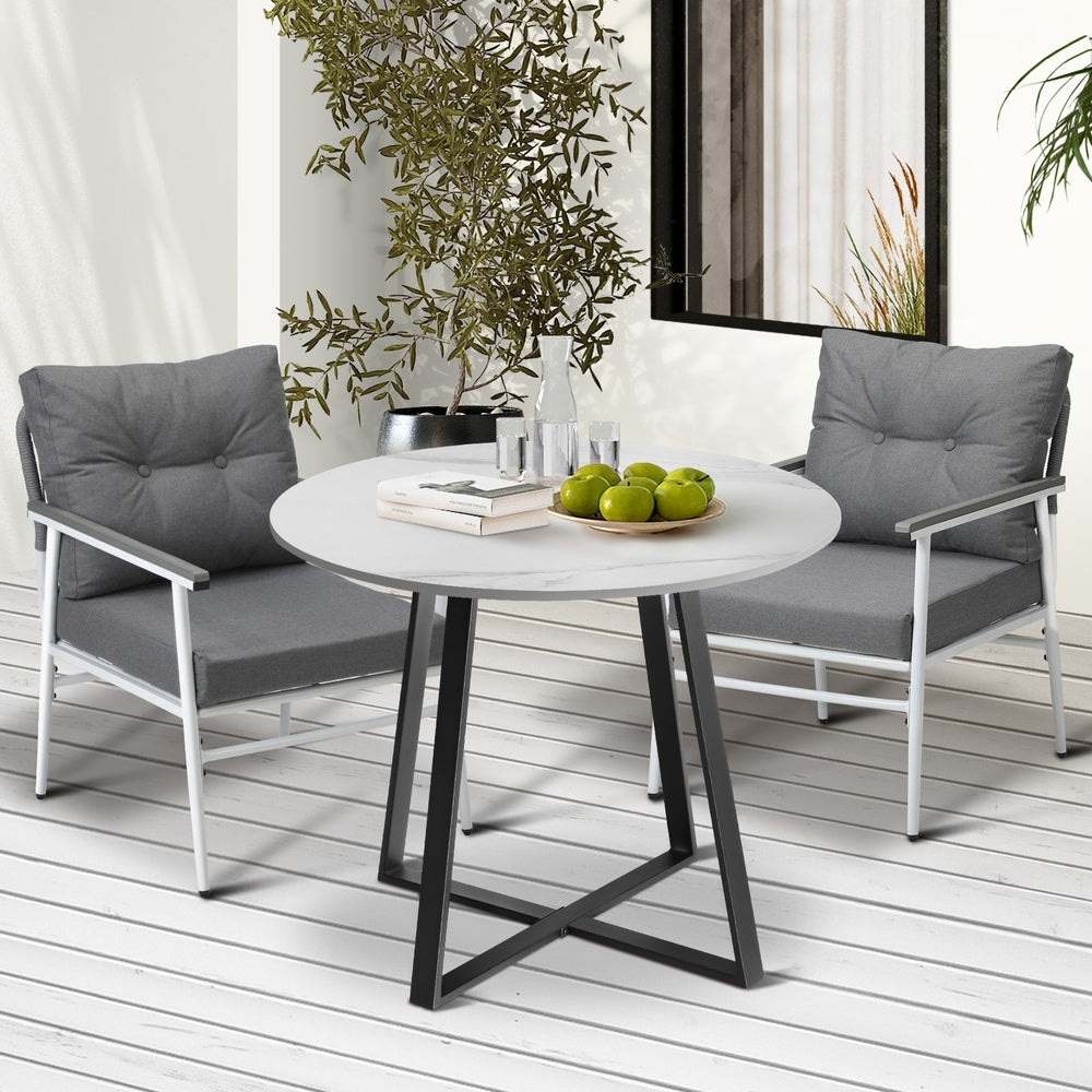 Livsip Outdoor Dining Set 2 Seater Marble Table-Outdoor Dining Set-PEROZ Accessories