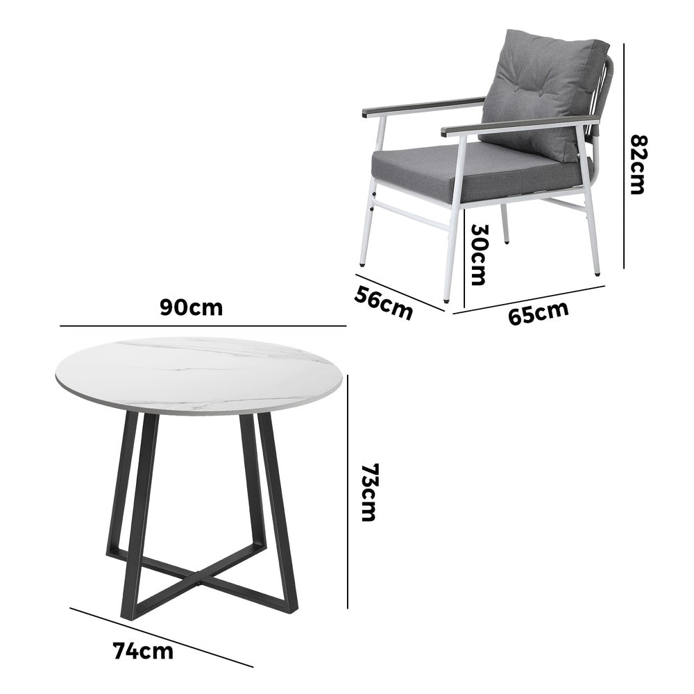 Livsip Outdoor Dining Set 2 Seater Marble Table-Outdoor Dining Set-PEROZ Accessories