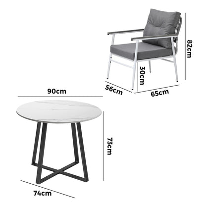 Livsip Outdoor Dining Set 2 Seater Marble Table-Outdoor Dining Set-PEROZ Accessories