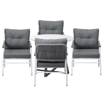 Livsip Outdoor Dining Set 4 Seater Marble Table-Outdoor Dining Set-PEROZ Accessories