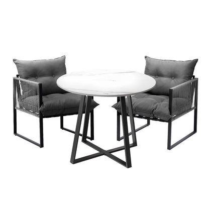 Livsip 3PCS Outdoor Dining Set Round Table and Chairs with Cushions-Outdoor Dining Set-PEROZ Accessories