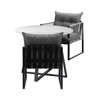 Livsip 3PCS Outdoor Dining Set Round Table and Chairs with Cushions-Outdoor Dining Set-PEROZ Accessories