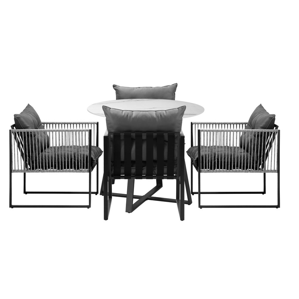 Livsip 5PCS Outdoor Dining Set Round Table and Chairs with Cushions-Outdoor Dining Set-PEROZ Accessories