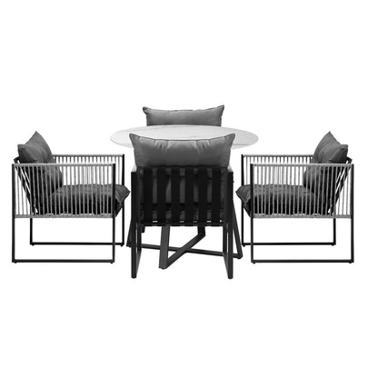 Livsip 5PCS Outdoor Dining Set Round Table and Chairs with Cushions-Outdoor Dining Set-PEROZ Accessories