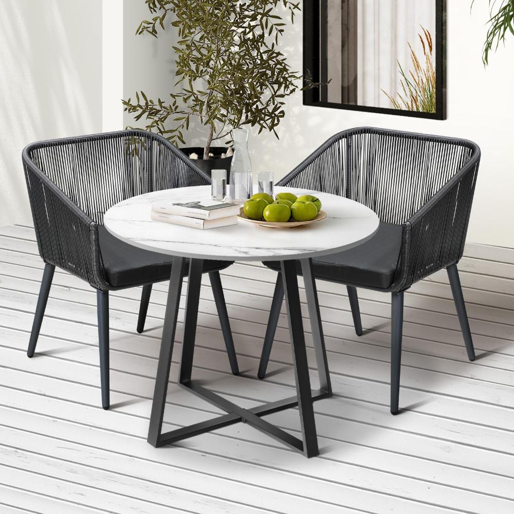 Livsip 3x Outdoor Dining Set Sintered Stone Table Bistro Set-Outdoor Dining Sets-PEROZ Accessories