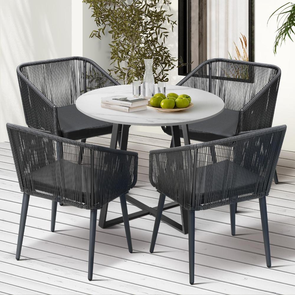 Livsip 5x Outdoor Dining Set Sintered Stone Table Bistro Set-Outdoor Dining Sets-PEROZ Accessories