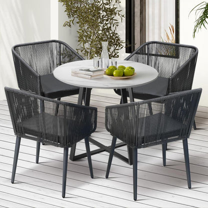 Livsip 5x Outdoor Dining Set Sintered Stone Table Bistro Set-Outdoor Dining Sets-PEROZ Accessories