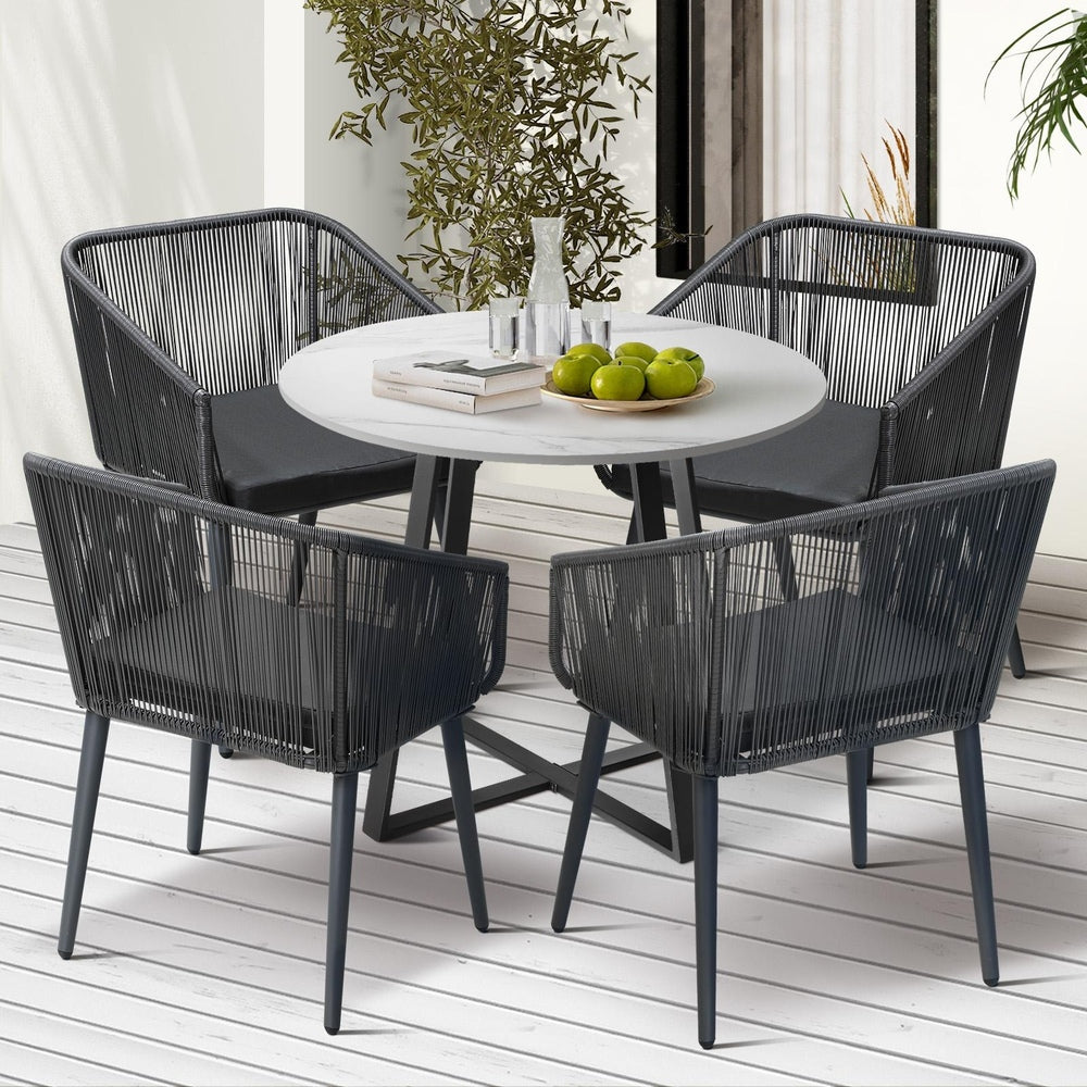 Livsip 5x Outdoor Dining Set Sintered Stone Table Bistro Set-Outdoor Dining Sets-PEROZ Accessories