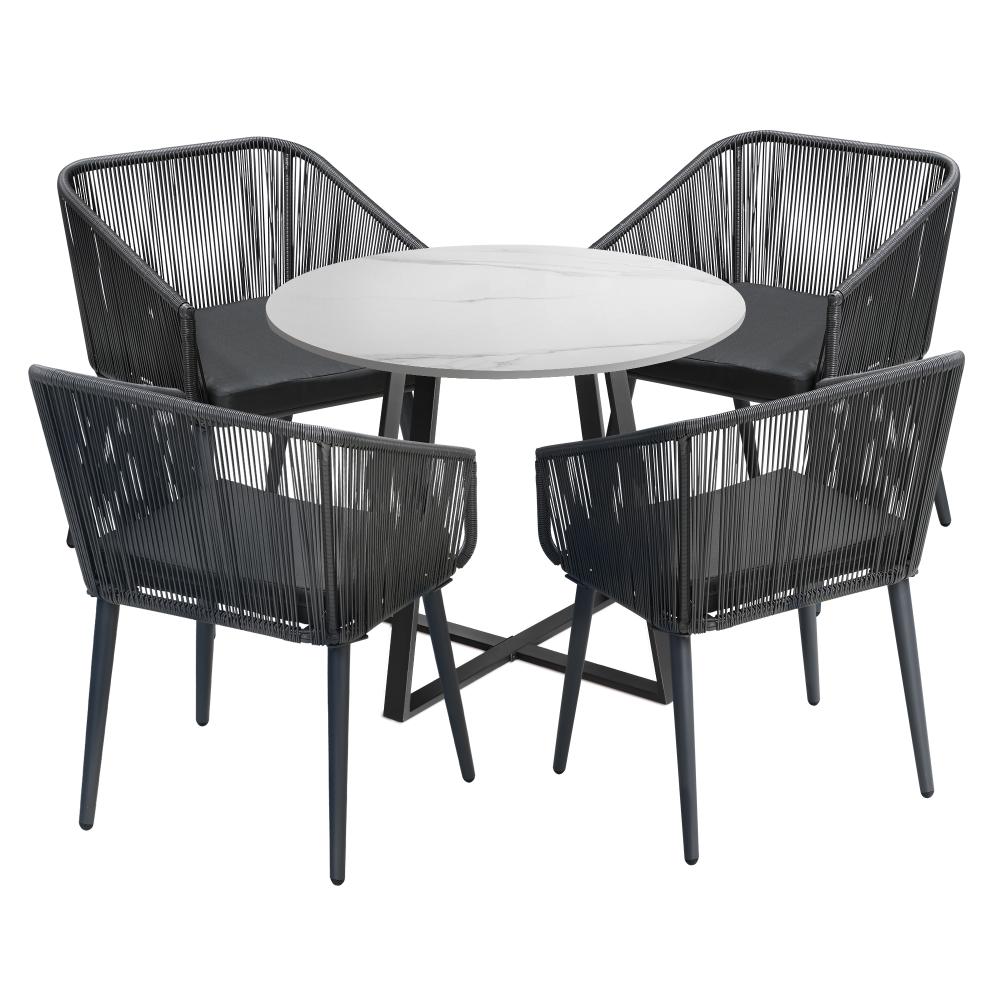 Livsip 5x Outdoor Dining Set Sintered Stone Table Bistro Set-Outdoor Dining Sets-PEROZ Accessories