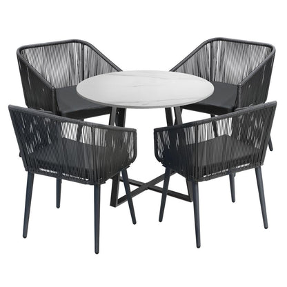 Livsip 5x Outdoor Dining Set Sintered Stone Table Bistro Set-Outdoor Dining Sets-PEROZ Accessories