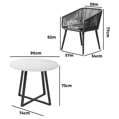 Livsip 5x Outdoor Dining Set Sintered Stone Table Bistro Set-Outdoor Dining Sets-PEROZ Accessories