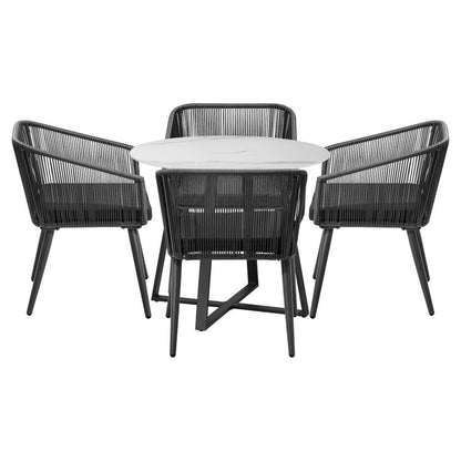 Livsip 5x Outdoor Dining Set Sintered Stone Table Bistro Set-Outdoor Dining Sets-PEROZ Accessories
