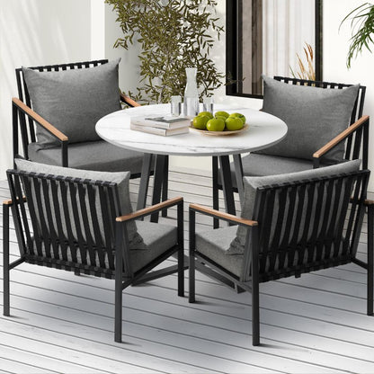Livsip 5PCS Outdoor Dining Set Table&amp;Sofa Chairs-Outdoor Dining Sets-PEROZ Accessories