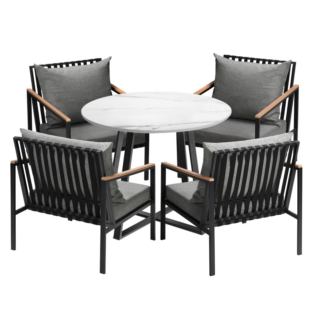 Livsip 5PCS Outdoor Dining Set Table&amp;Sofa Chairs-Outdoor Dining Sets-PEROZ Accessories