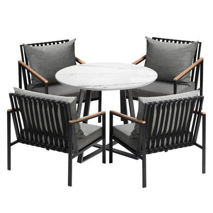 Livsip 5PCS Outdoor Dining Set Table&amp;Sofa Chairs-Outdoor Dining Sets-PEROZ Accessories