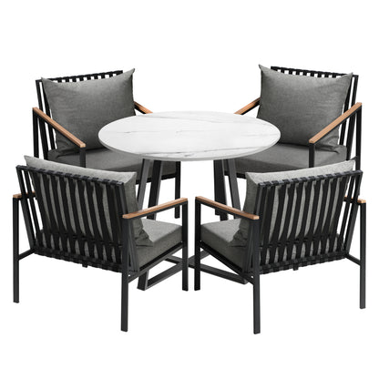 Livsip 5PCS Outdoor Dining Set Table&amp;Sofa Chairs-Outdoor Dining Sets-PEROZ Accessories