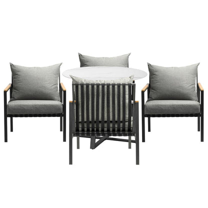 Livsip 5PCS Outdoor Dining Set Table&amp;Sofa Chairs-Outdoor Dining Sets-PEROZ Accessories