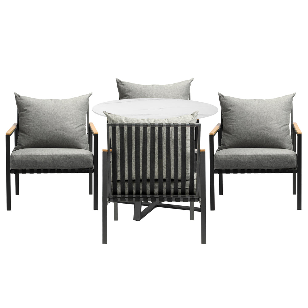 Livsip 5PCS Outdoor Dining Set Table&amp;Sofa Chairs-Outdoor Dining Sets-PEROZ Accessories