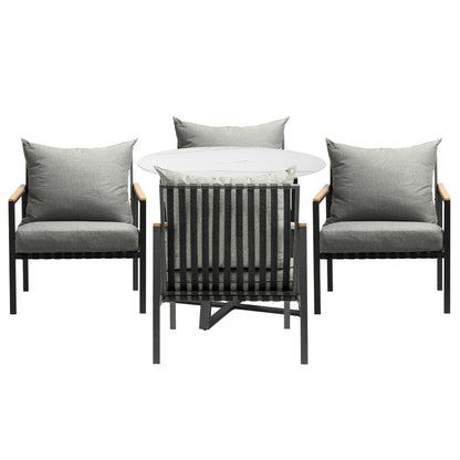 Livsip 5PCS Outdoor Dining Set Table&amp;Sofa Chairs-Outdoor Dining Sets-PEROZ Accessories