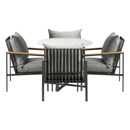 Livsip 5PCS Outdoor Dining Set Table&amp;Sofa Chairs-Outdoor Dining Sets-PEROZ Accessories