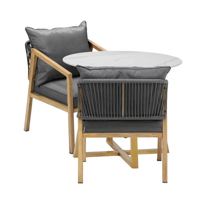 Livsip 3PCS Outdoor Dining Set 90cm Table&amp;Lounge Chairs-Outdoor Dining Sets-PEROZ Accessories