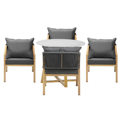 Livsip 5PCS Outdoor Dining Set 90cm Table&amp;Lounge Chairs-Outdoor Dining Sets-PEROZ Accessories