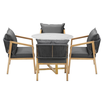Livsip 5PCS Outdoor Dining Set 90cm Table&amp;Lounge Chairs-Outdoor Dining Sets-PEROZ Accessories