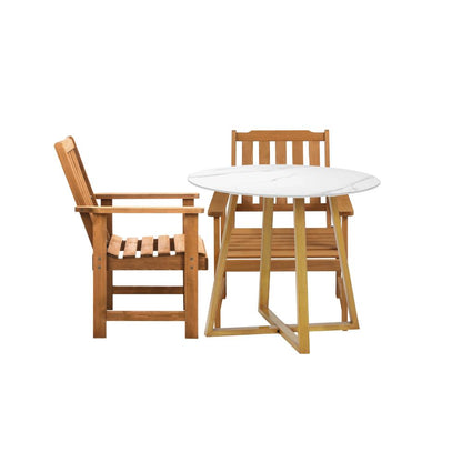 Livsip Outdoor Patio Set Solid Wood Chair&amp;Table 3PC-Outdoor Dining Sets-PEROZ Accessories