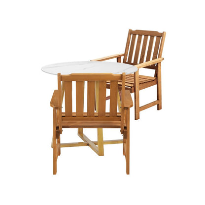 Livsip Outdoor Patio Set Solid Wood Chair&amp;Table 3PC-Outdoor Dining Sets-PEROZ Accessories