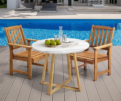 Livsip Outdoor Patio Set Solid Wood Chair&amp;Table 3PC-Outdoor Dining Sets-PEROZ Accessories
