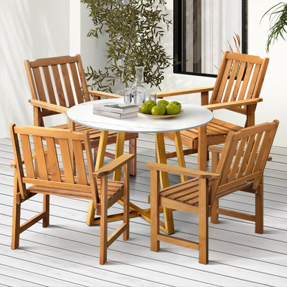 Livsip Outdoor Patio Set Solid Wood Chair&amp;Table 5PC-Outdoor Dining Sets-PEROZ Accessories