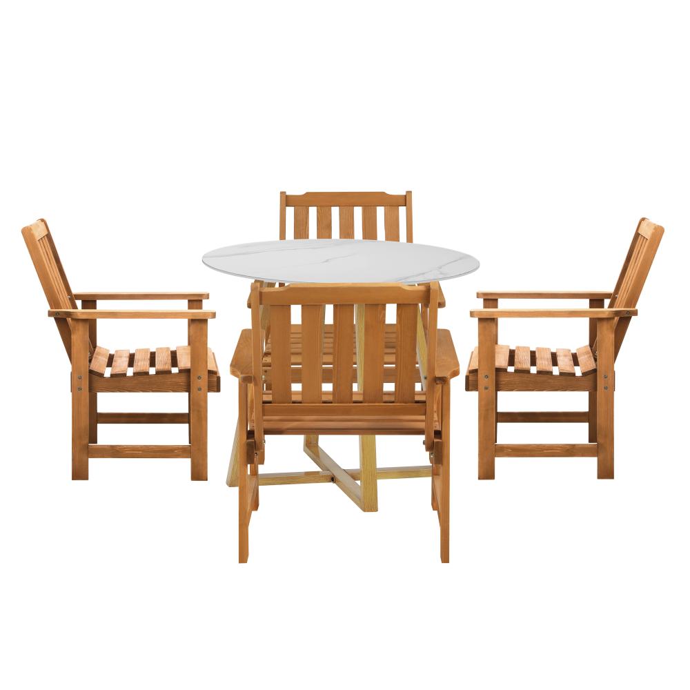 Livsip Outdoor Patio Set Solid Wood Chair&amp;Table 5PC-Outdoor Dining Sets-PEROZ Accessories