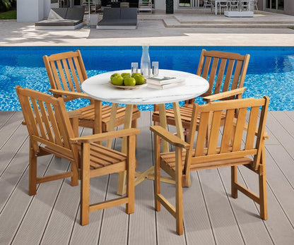 Livsip Outdoor Patio Set Solid Wood Chair&amp;Table 5PC-Outdoor Dining Sets-PEROZ Accessories