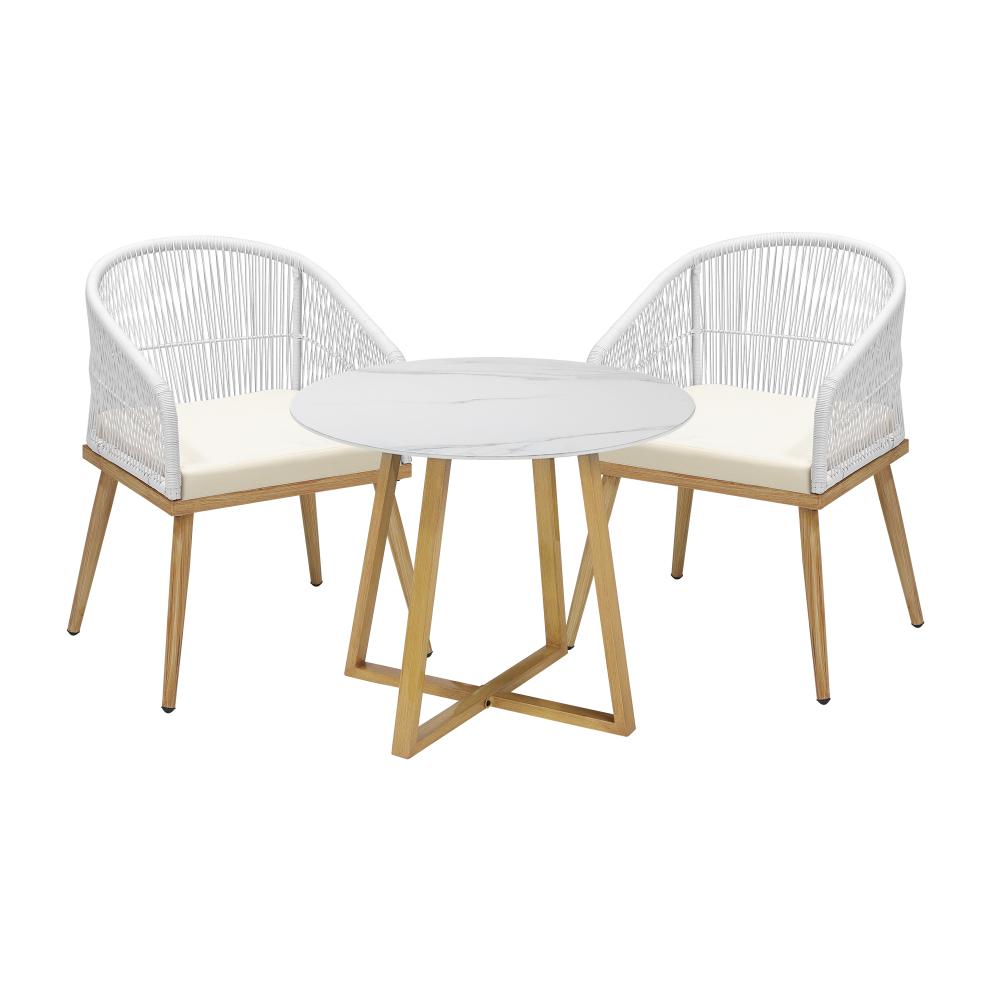 Livsip 3 Piece Outdoor Dining Set Table&amp;Lounge Chairs-Outdoor Dining Sets-PEROZ Accessories