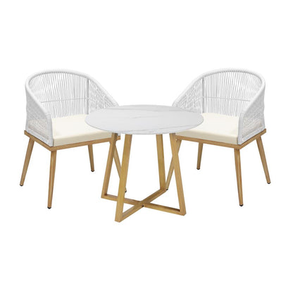 Livsip 3 Piece Outdoor Dining Set Table&amp;Lounge Chairs-Outdoor Dining Sets-PEROZ Accessories