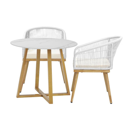 Livsip 3 Piece Outdoor Dining Set Table&amp;Lounge Chairs-Outdoor Dining Sets-PEROZ Accessories
