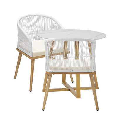 Livsip 3 Piece Outdoor Dining Set Table&amp;Lounge Chairs-Outdoor Dining Sets-PEROZ Accessories