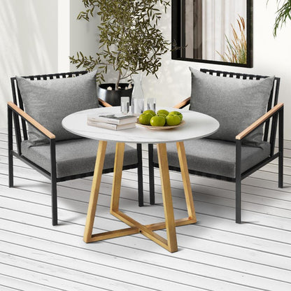 Livsip 3 Piece Outdoor Dining Setting Sintered Stone Table Patio Furniture Set-Outdoor Dining Sets-PEROZ Accessories