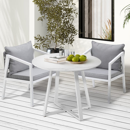 Livsip Outdoor Dining Set Bistro Setting 3PCS White-Outdoor Dining Set-PEROZ Accessories