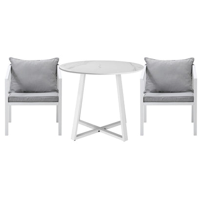 Livsip Outdoor Dining Set Bistro Setting 3PCS White-Outdoor Dining Set-PEROZ Accessories