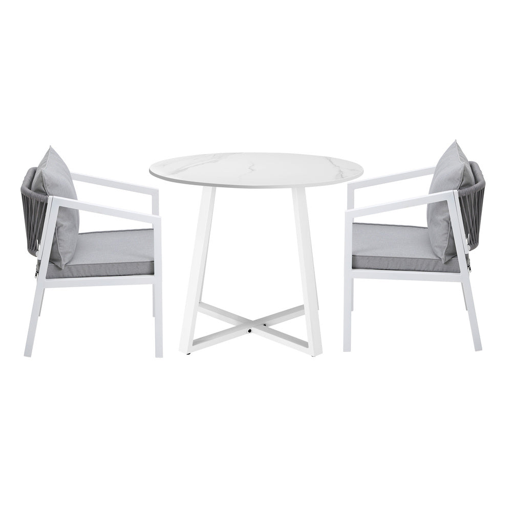 Livsip Outdoor Dining Set Bistro Setting 3PCS White-Outdoor Dining Set-PEROZ Accessories