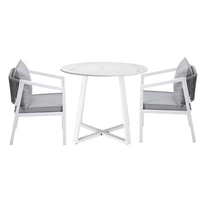 Livsip Outdoor Dining Set Bistro Setting 3PCS White-Outdoor Dining Set-PEROZ Accessories