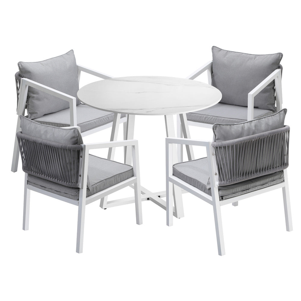 Livsip Outdoor Dining Set Bistro Setting 5PCS White-Outdoor Dining Set-PEROZ Accessories