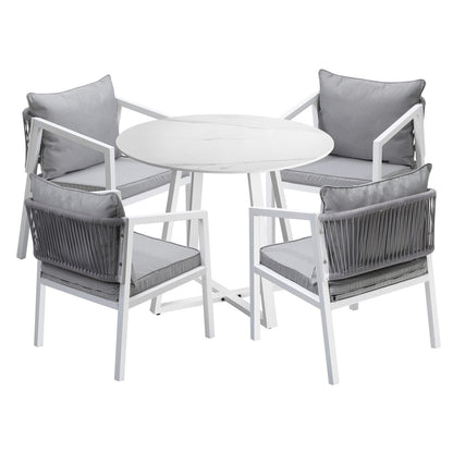 Livsip Outdoor Dining Set Bistro Setting 5PCS White-Outdoor Dining Set-PEROZ Accessories