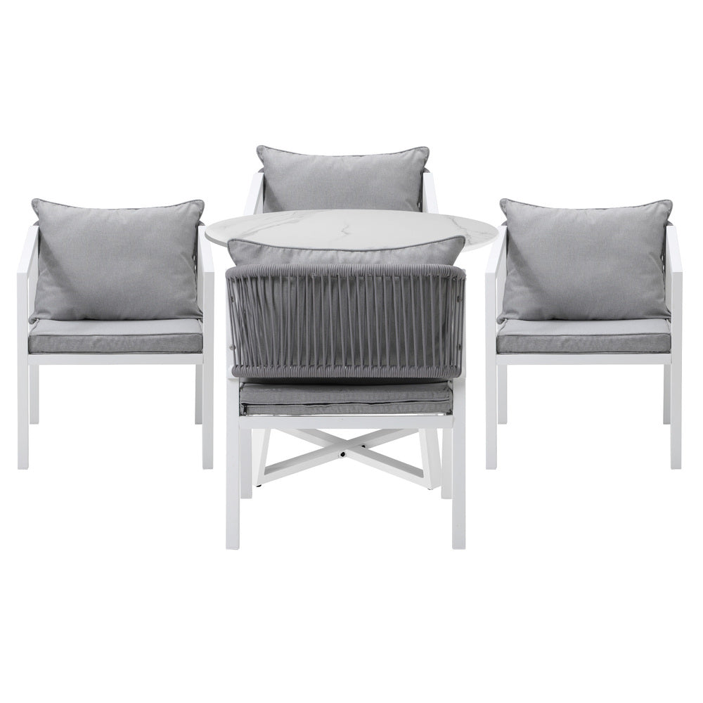 Livsip Outdoor Dining Set Bistro Setting 5PCS White-Outdoor Dining Set-PEROZ Accessories