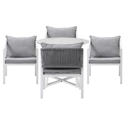 Livsip Outdoor Dining Set Bistro Setting 5PCS White-Outdoor Dining Set-PEROZ Accessories