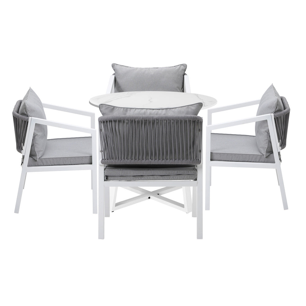 Livsip Outdoor Dining Set Bistro Setting 5PCS White-Outdoor Dining Set-PEROZ Accessories
