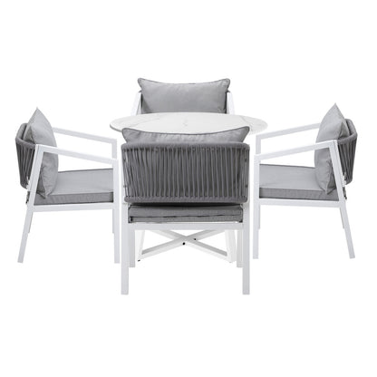 Livsip Outdoor Dining Set Bistro Setting 5PCS White-Outdoor Dining Set-PEROZ Accessories